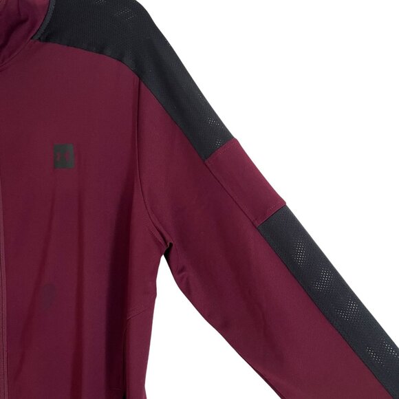 Under Armour Fitted Performance Jacket Full Zip Large Burgundy Mesh Sleeves - Picture 5 of 15